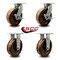 Service Caster 12'' Heavy Duty High Temp Phenolic Swivel Caster Set 2 Brakes 2 Rigid, 4PK CRAN-SCC-KP92S1230-PHRHT-SLB-2-R-2 - alternate 4